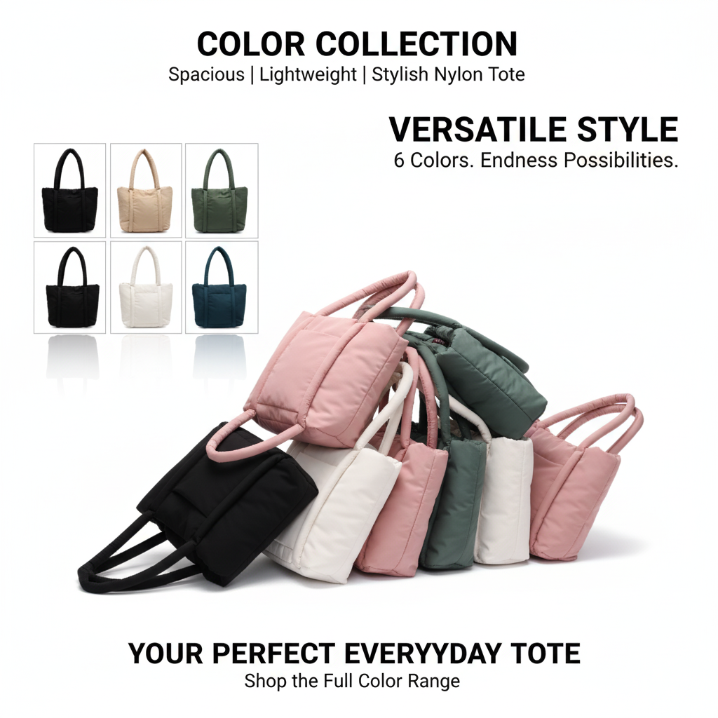 Large Capacity Nylon Shoulder Tote Bag - BAGS