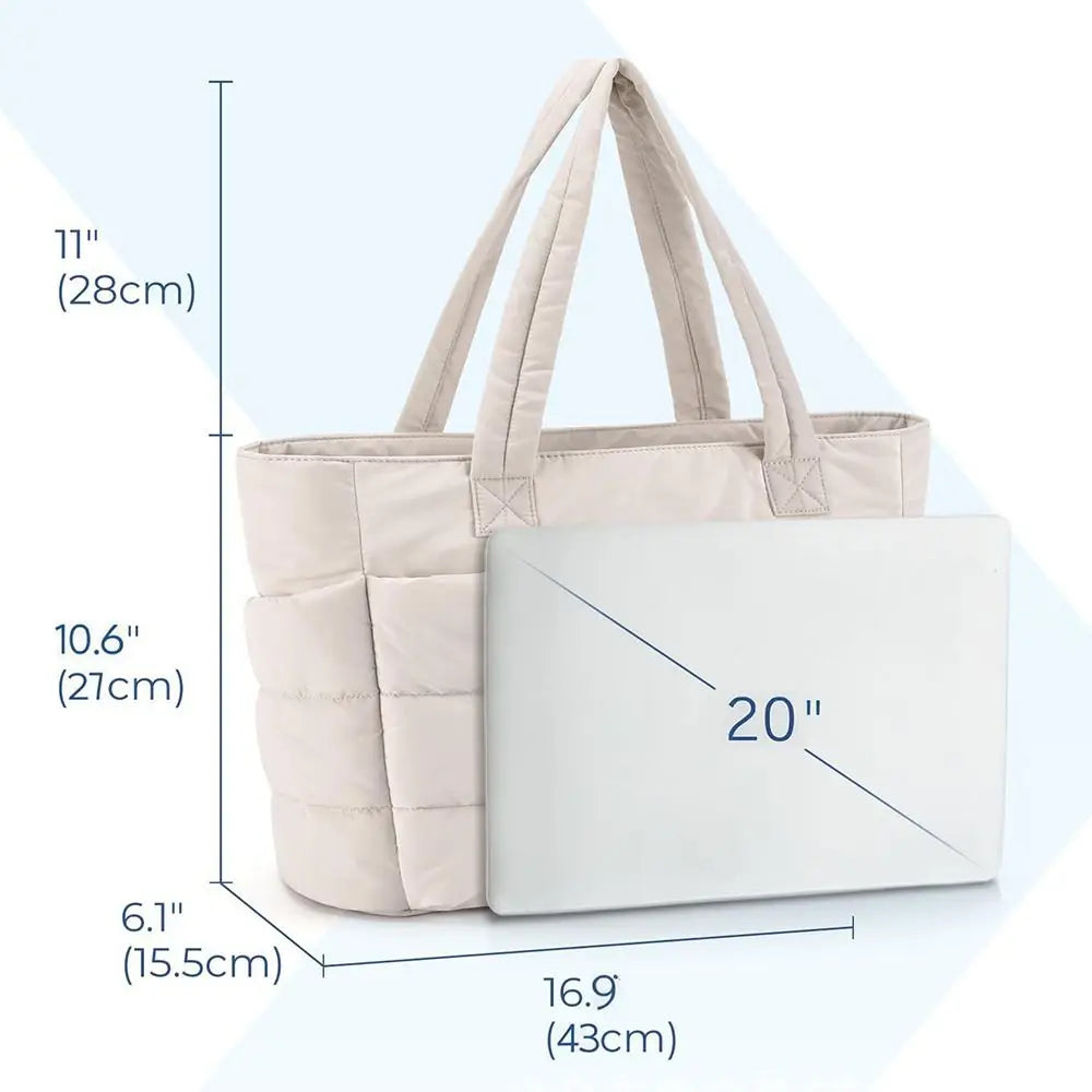 Large Quilted Laptop Tote Bag - BAGS