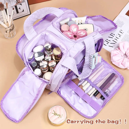 Large Capacity Travel Makeup Bag With Compartments - BAGS