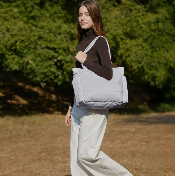 Large Quilted Laptop Tote Bag - BAGS