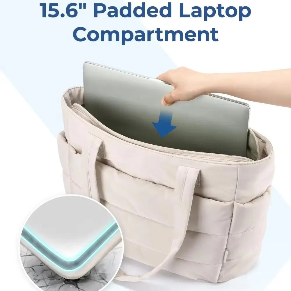 Large Quilted Laptop Tote Bag - BAGS