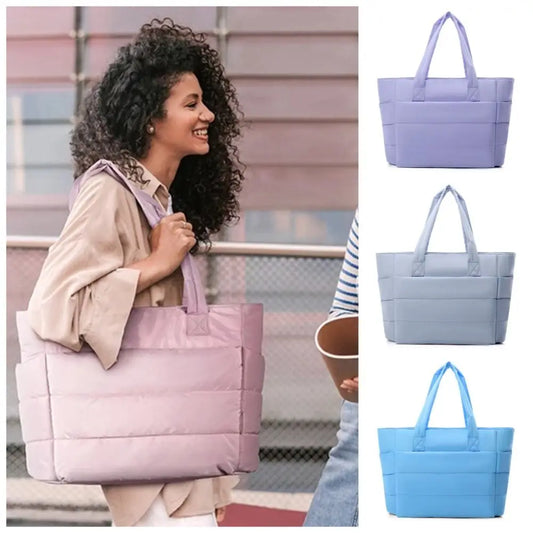 Large Quilted Laptop Tote Bag - BAGS